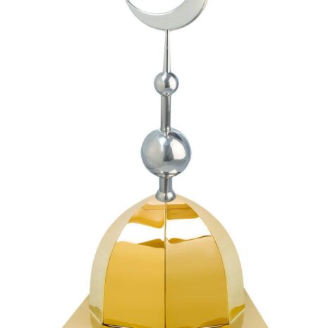 Купол на мазар "ШАХ". Цвет золото с объемным полумесяцем d-230 серебро с 2-мя шарами. На колонну 39,5 х 39,5