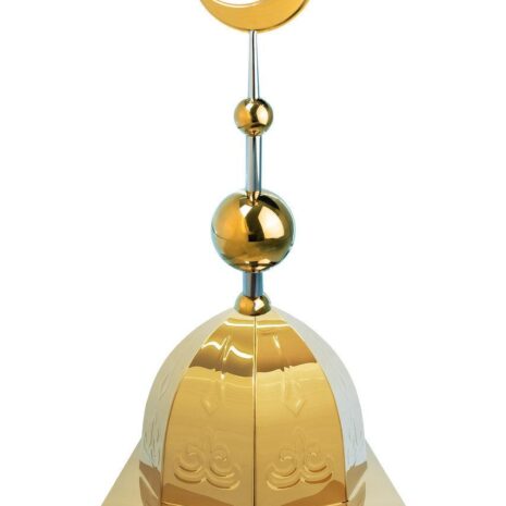 Купол на мазар "ШАХ". Золото с орнаментом и золотым объемным полумесяцем d-230 с 2-мя шарами. 39,5 х 39,5 см.