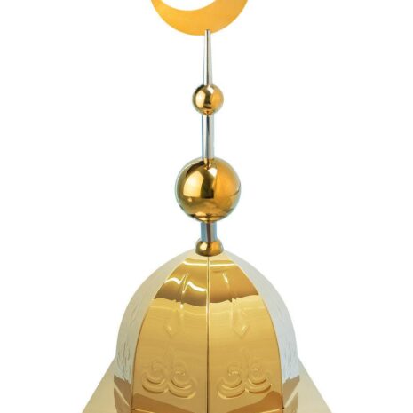Купол на мазар "ШАХ". Золото с орнаментом и золотым плоским полумесяцем d-230 с 2-мя шарами. 39,5 х 39,5 см.