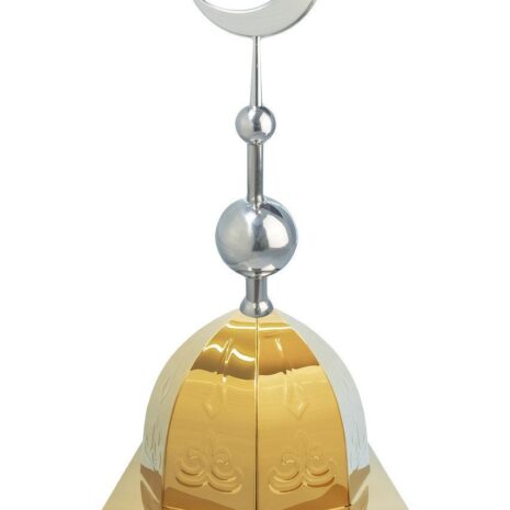 Купол на мазар "ШАХ". Золото с орнаментом и объемным полумесяцем d-230 серебро с 2-мя шарами. 39,5 х 39,5 см.
