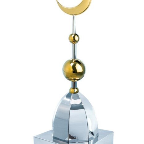Купол на мазар "ШАХ". Цвет серебро с золотым объемным полумесяцем d-230 с 2-мя шарами. На колонну 25,5 х 25,5