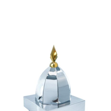 Купол на мазар "ШАХ". Цвет серебро с золотым декоративным пером. На колонну 25,5 х 25,5 см.