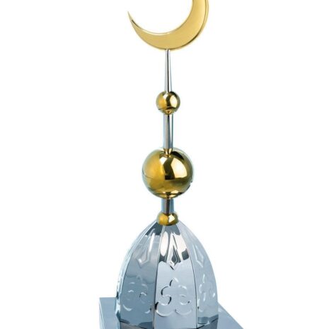 Купол на мазар "ШАХ". Серебро с орнаментом и золотым объемным полумесяцем d-230 с 2-мя шарами