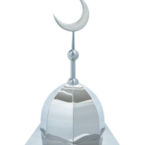 Купол на мазар "ШАХ". Цвет серебро с объемным полумесяцем d-230 серебро. На колонну 39,5 х 39,5 см.