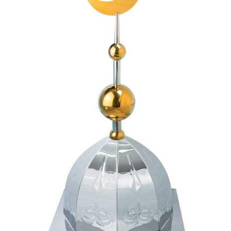 Купол на мазар "ШАХ". Серебро с орнаментом и золотым плоским полумесяцем d-230 с 2-мя шарами. 39,5 х 39,5 см.