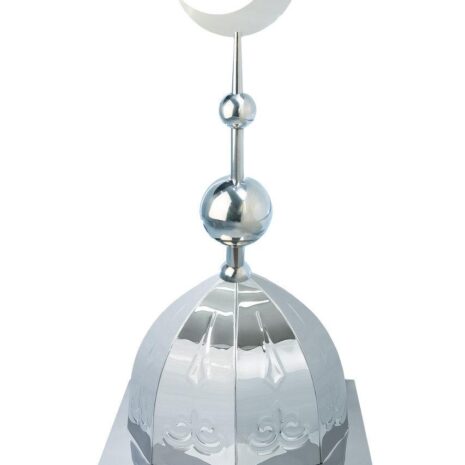 Купол на мазар "ШАХ". Серебро с орнаментом и плоским полумесяцем d-230 серебро с 2-мя шарами. 39,5 х 39,5 см.