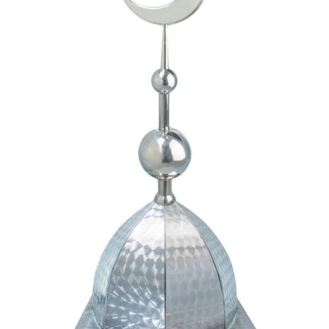 Купол на мазар "ШАХ". Чешуя с объемным полумесяцем d-230 серебро с 2-мя шарами. 39,5 х 39,5 см.
